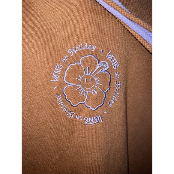 Vans Beauty Tan Flower Checkerboard Pullover Hoodie Terry Women's Size XS - Picture 3 of 11